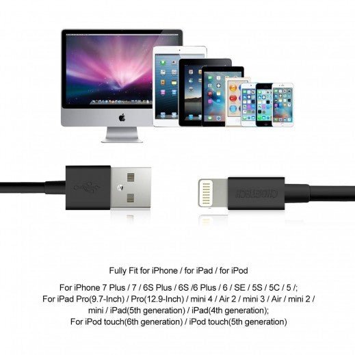 CHOETECH LIGHTNING TO USB A CABLE 2M - BLACK - Level UpAnkerIP0026-BK-V1