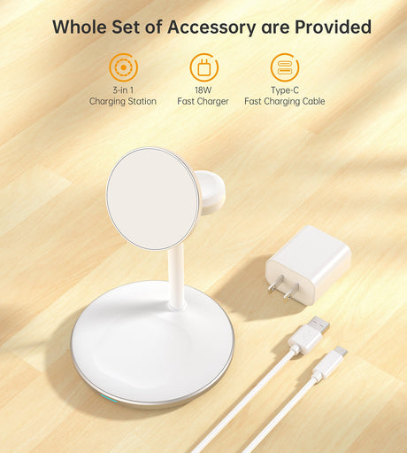 Choetech Magleap Duo 3in1 Magnetic wireless charger station for iPhone 12/13/14 series,AirPods Pro with Iwatch holder - Level UpLevel UpAdapter6932112101853