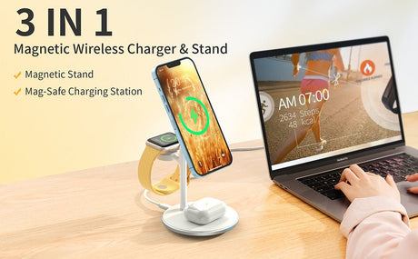 Choetech Magleap Duo 3in1 Magnetic wireless charger station for iPhone 12/13/14 series,AirPods Pro with Iwatch holder - Level UpLevel UpAdapter6932112101853
