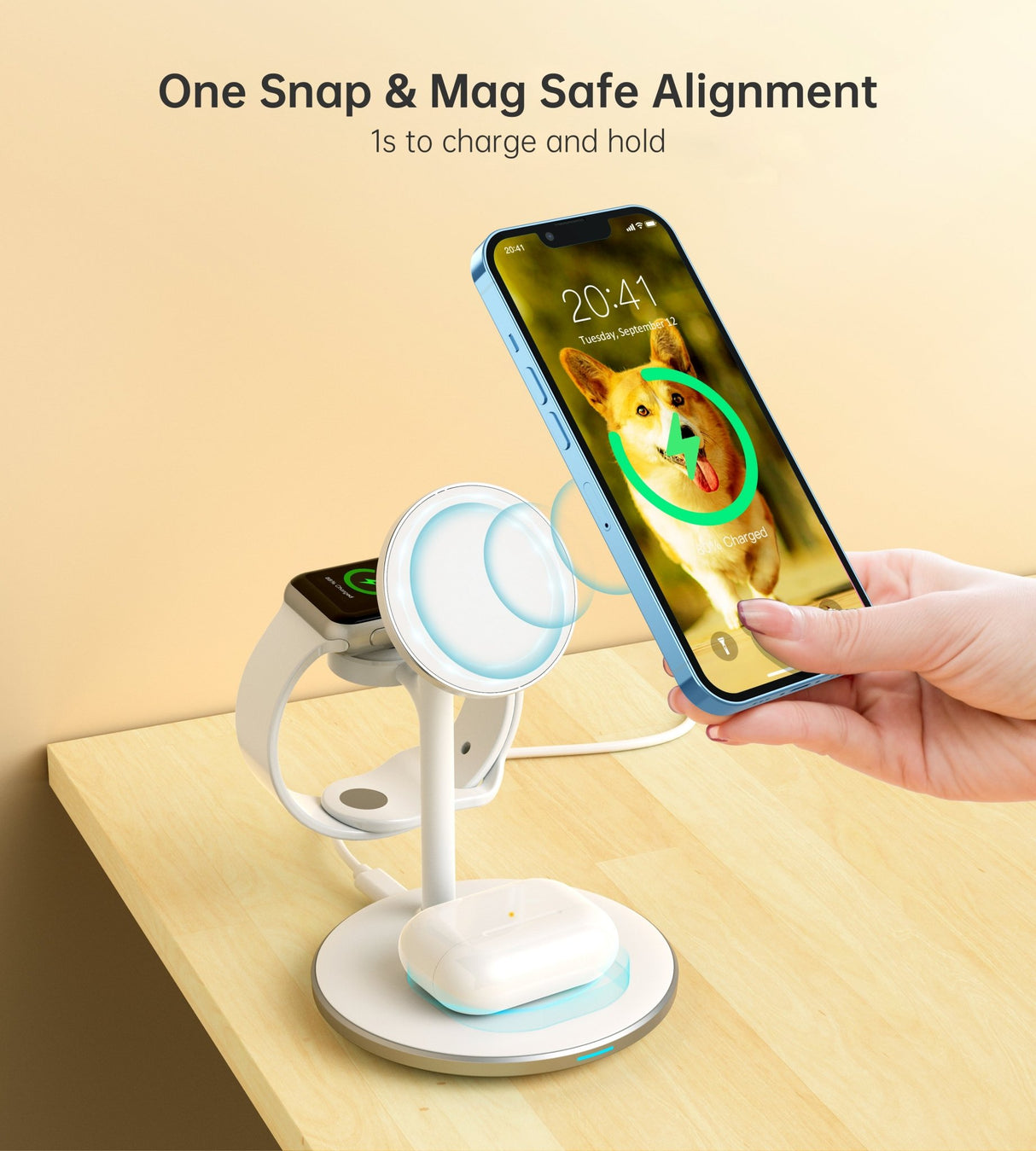 Choetech Magleap Duo 3in1 Magnetic wireless charger station for iPhone 12/13/14 series,AirPods Pro with Iwatch holder - Level UpLevel UpAdapter6932112101853