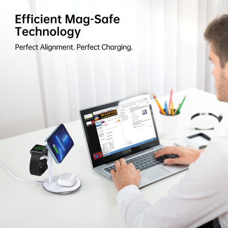 Choetech Magleap Duo 3in1 Magnetic wireless charger station for iPhone 12/13/14 series,AirPods Pro with Iwatch holder - Level UpLevel UpAdapter6932112101853