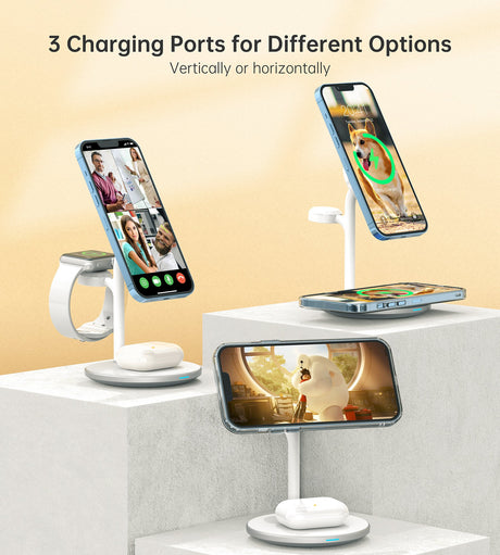 Choetech Magleap Duo 3in1 Magnetic wireless charger station for iPhone 12/13/14 series,AirPods Pro with Iwatch holder - Level UpLevel UpAdapter6932112101853