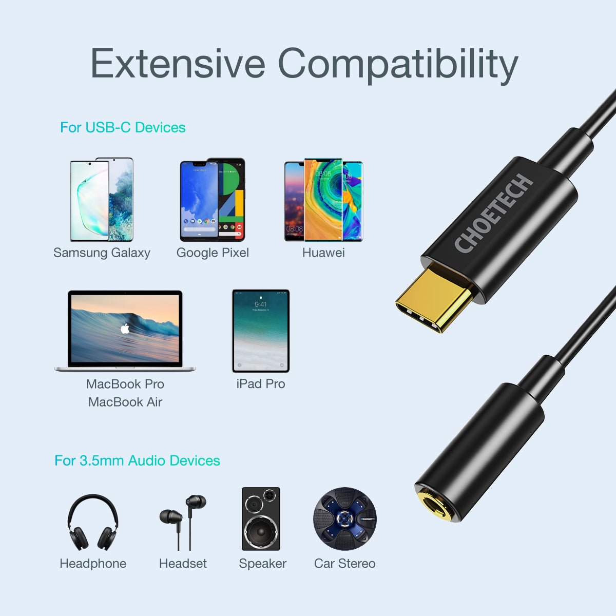 Choetech USB-C to 3.5mm Audio Jack Adaptor AUX003-BK - Level UpLevel UpAdapter6932112102461