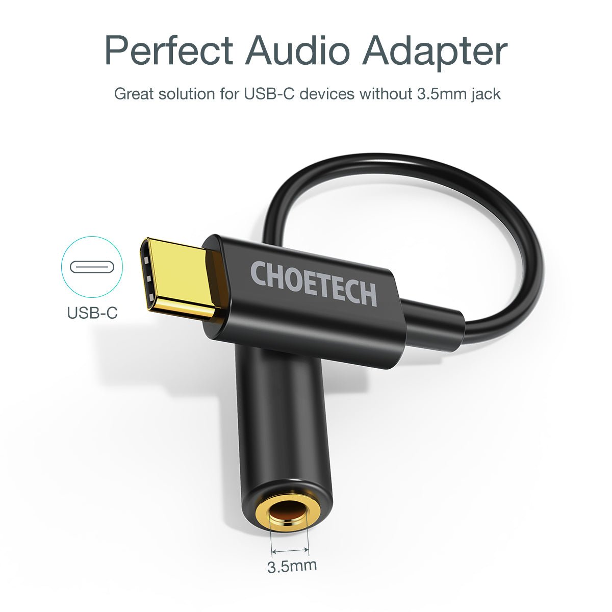Choetech USB-C to 3.5mm Audio Jack Adaptor AUX003-BK - Level UpLevel UpAdapter6932112102461