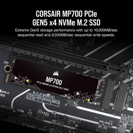 Corsair MP700 1TB PCle 5.0 (Gen 5)x4 NVMe M.2 SSD - Level UpCorsairPC Components840006670391
