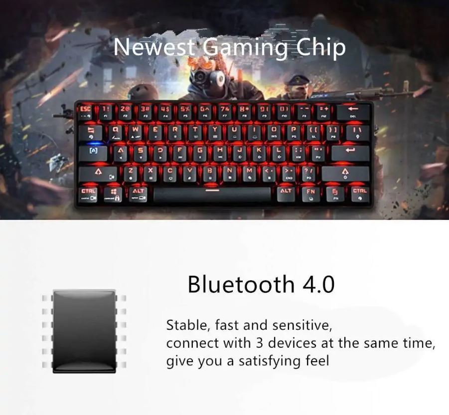 DK61 Mechanical keyboard Wireless + WIRE BLACK (BLUE SWITCH) - Level UpLevel UpKeyboard55663311107852