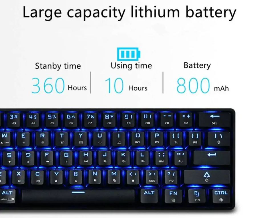 DK61 Mechanical keyboard Wireless + WIRE BLACK (BLUE SWITCH) - Level UpLevel UpKeyboard55663311107852