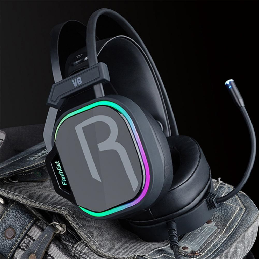 FlashGet V8 RGB GAMING HEADSET - BLACK - Level UpLevel UpHeadset6944009330031
