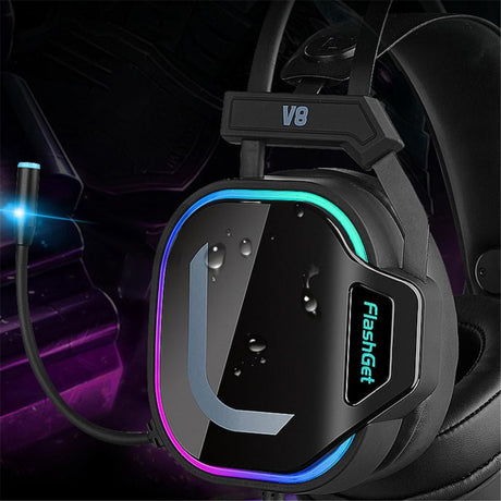 FlashGet V8 RGB GAMING HEADSET - BLACK - Level UpLevel UpHeadset6944009330031
