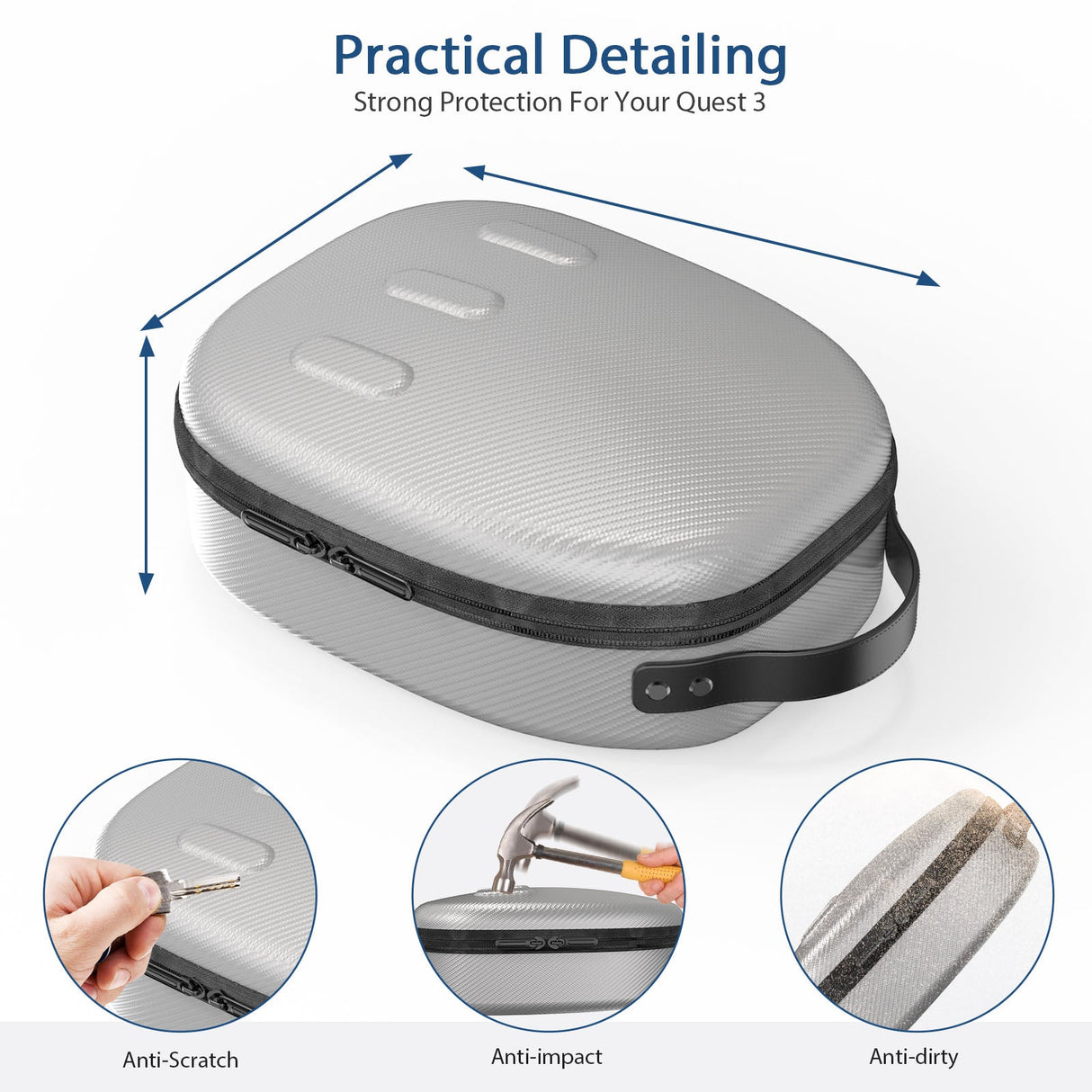 Gamax Meta Quest 3 Storage Box Carbon Fiber ( Model B ) - Silver - Level UpGamaxVirtual Reality Accessories6972520255700