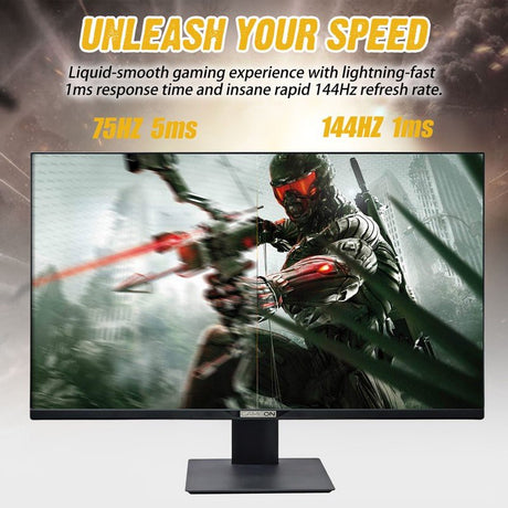 GAMEON 32" UHD, 144Hz 1ms (3840x2160) 4K Flat IPS 90W, HDMI 2.1 Gaming Monitor With (USB Type-C) G-Sync & FreeSync (Support PS5) - Black - Level UpGameOn722777893554