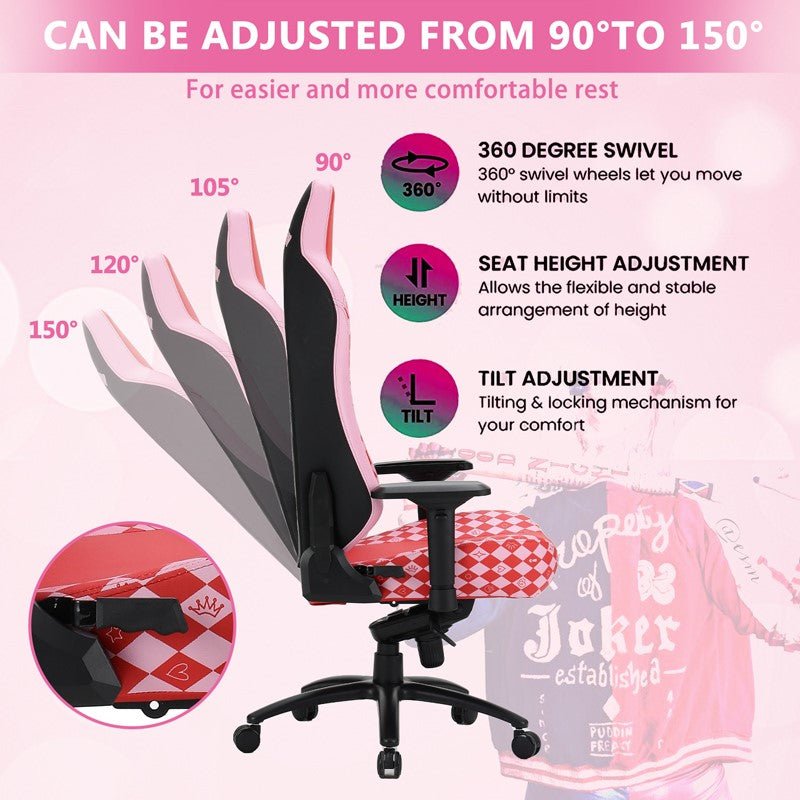 GAMEON Licensed Gaming Chair With Adjustable 4D Armrest & Metal Base - Harly Quinn - Level UpGAMEONGaming Chair722777894032
