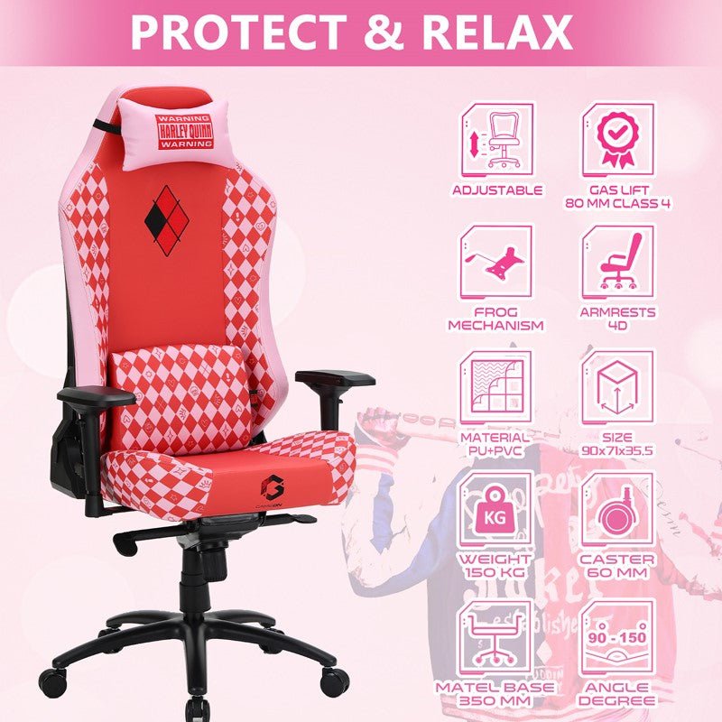 GAMEON Licensed Gaming Chair With Adjustable 4D Armrest & Metal Base - Harly Quinn - Level UpGAMEONGaming Chair722777894032