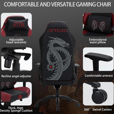 GAMEON Licensed Gaming Chair With Adjustable 4D Armrest & Metal Base - House of The Dragons - Level UpGAMEONGaming Chair722777894049