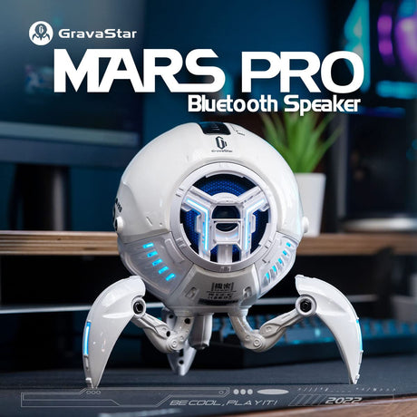 GravaStar Mars Pro Bluetooth 5.0 Speaker with Bass Boost and Stereo Sound - White - Level UpGravaStarSpeakers6972448920278