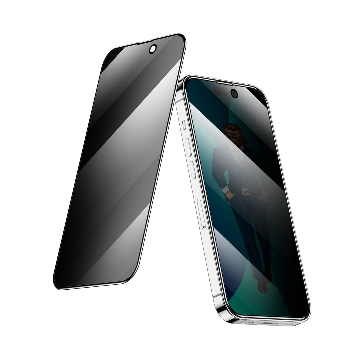 Green Lion 3D Privacy Scratch Free Round Edge Glass Screen Protector for iPhone 14 Max - Black - Level UpLevel UpMobile Phone Case6935100164236