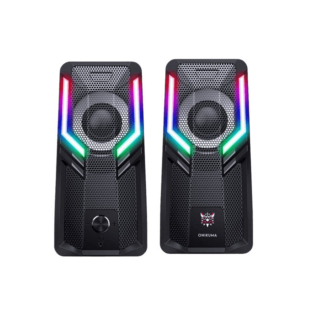 ONIKUMA G6 Gaming Speaker for PC/Phone 2.0 Channel RGB Atmosphere Light Stereo Bass 3.5mm AUX USB Wired Speaker - Level Up