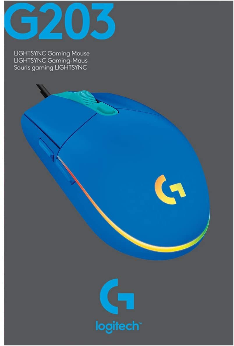 Logitech G203 LIGHTSYNC RGB Lighting Gaming Mouse - Blue - Level UpLogitechPC Accessories5.10E+12