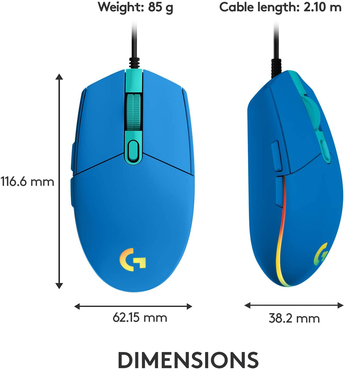 Logitech G203 LIGHTSYNC RGB Lighting Gaming Mouse - Blue - Level UpLogitechPC Accessories5.10E+12