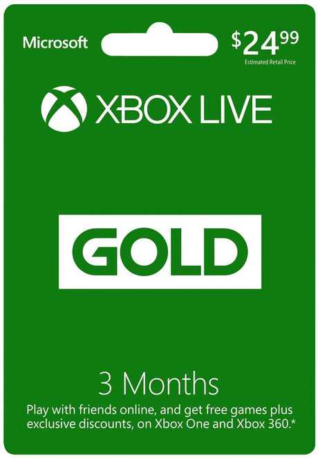Microsoft Xbox LIVE 3 Month Gold Membership Gift Card - Level UpMicrosoftDigital Cards6270351174406