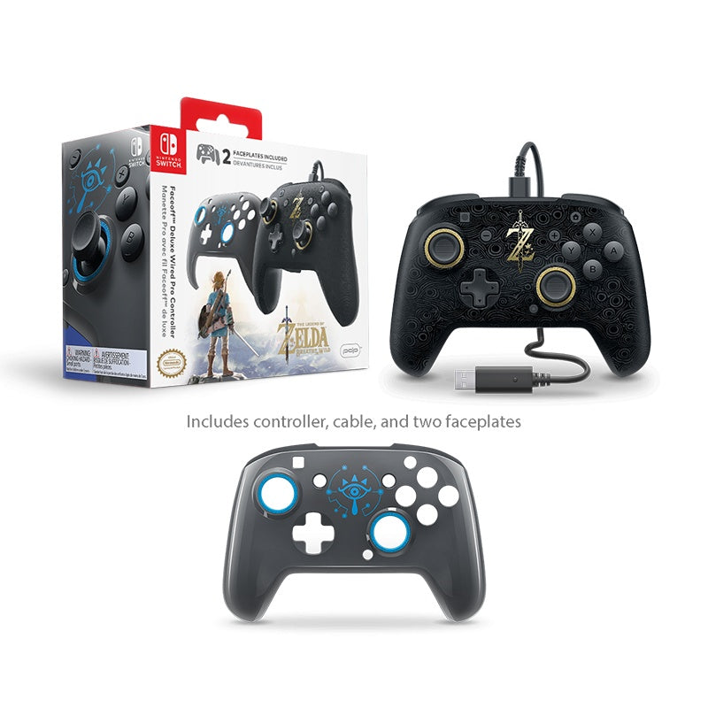 Faceoff Deluxe Wired Pro Controller Breath of the Wild Edition