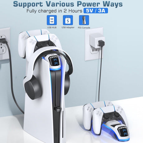 Oivo Controller Charging Station with Headset Holder for PS5 - White - Level UpOivoPlaystation 5 Accessories6972861540121