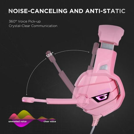 Onikuma K5 Professional Gaming Headset PINK - "Noise Cancellation" - Level UpOnikumaHeadset6972470560268