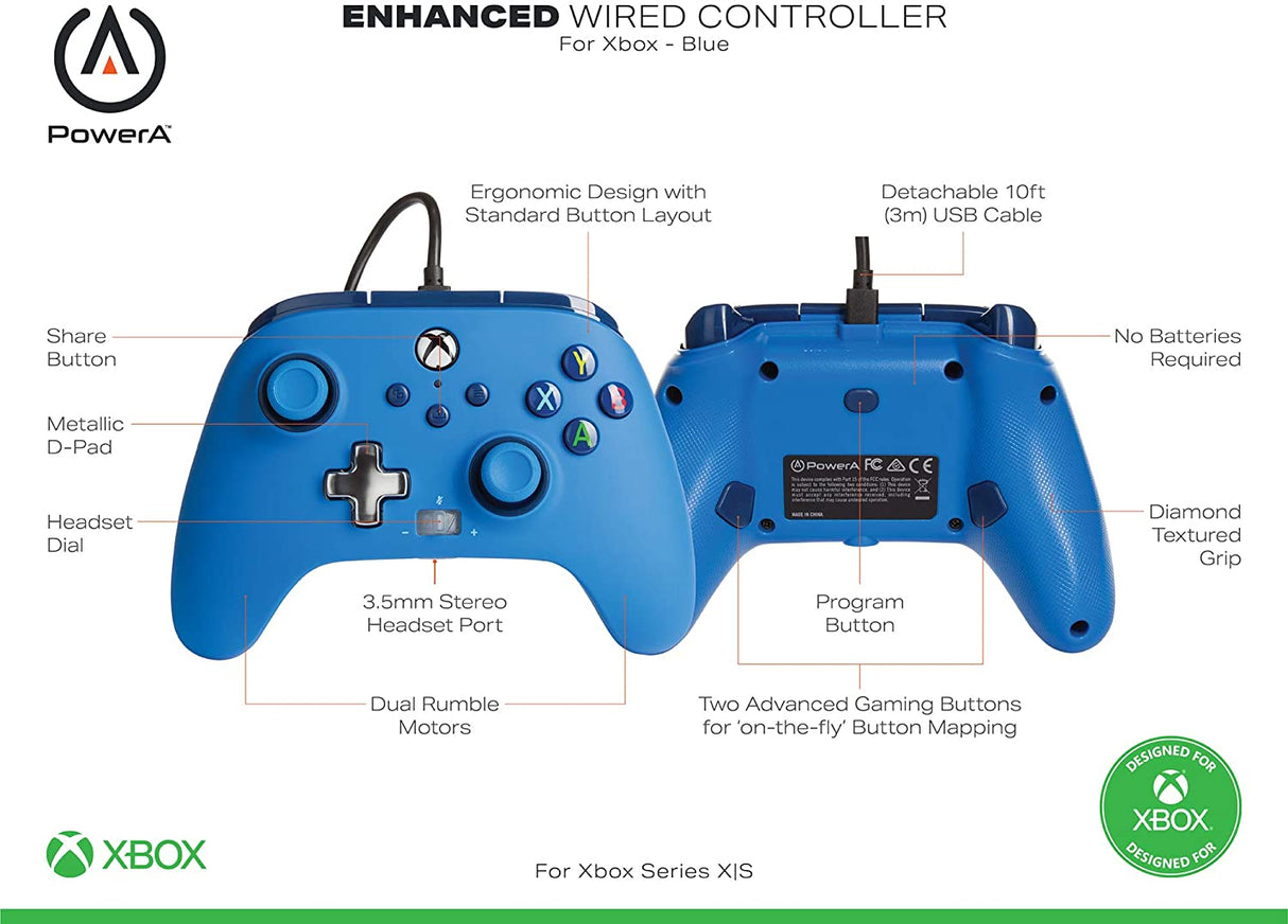 PowerA Enhanced Wired Controller For Xbox - Blue - Level UpPowerAXbox Accessories617885024849