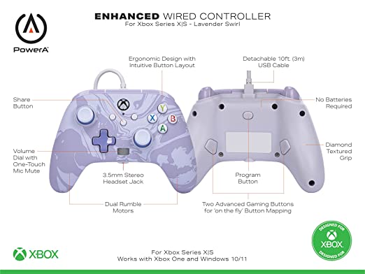 PowerA Enhanced Wired Controller for Xbox Series X|S - Lavender Swirl - Level UpPowerAXbox controller617885045141
