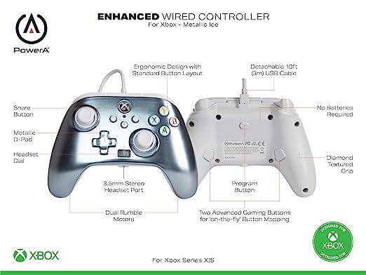 PowerA Enhanced Wired Controller for Xbox Series X|S - Metallic Ice - Level UpPowerAXbox controller617885023972