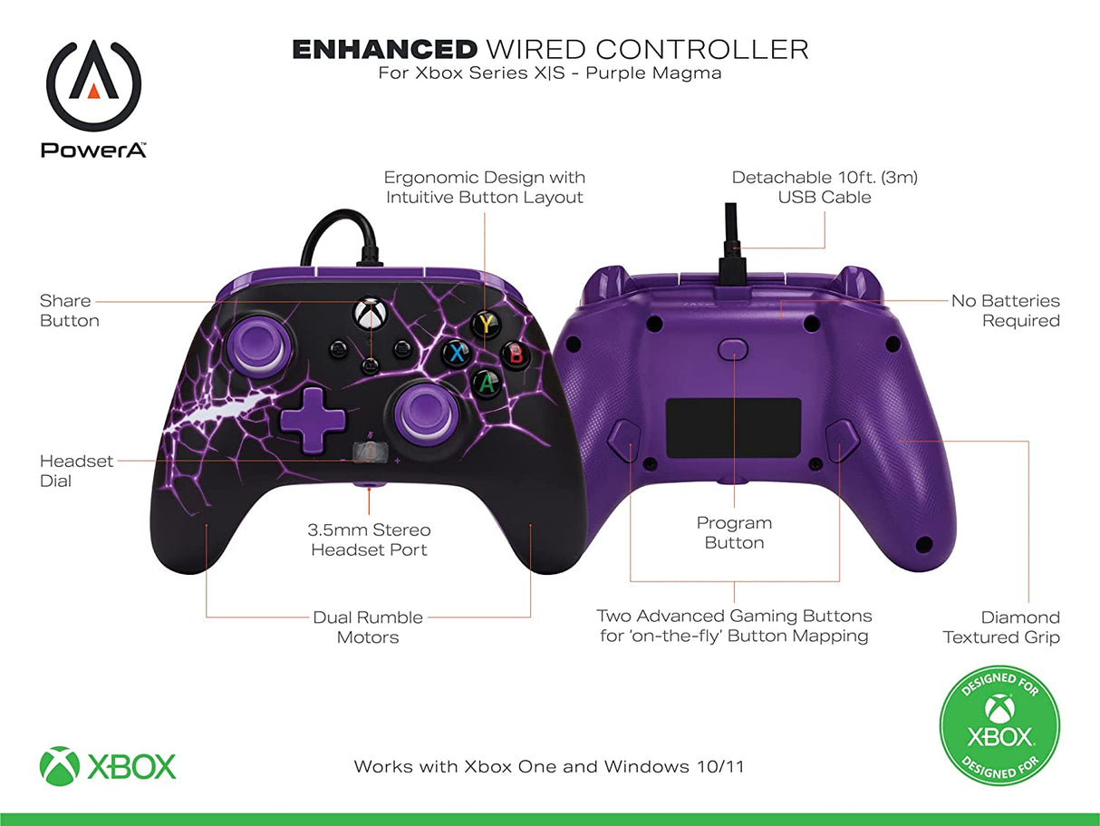 PowerA Enhanced Wired Controller for Xbox Series X|S - Purple Magma - Level UpPowerAXbox controller617885013119