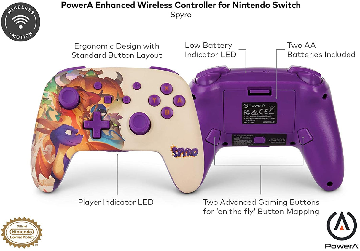 PowerA Enhanced Wireless Controller For Nintendo Switch - Spyro - Level UpPowerA617885021329