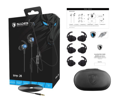 Sades Gaming Earphones Wings 20 - Black - Level UpSades6974828470298