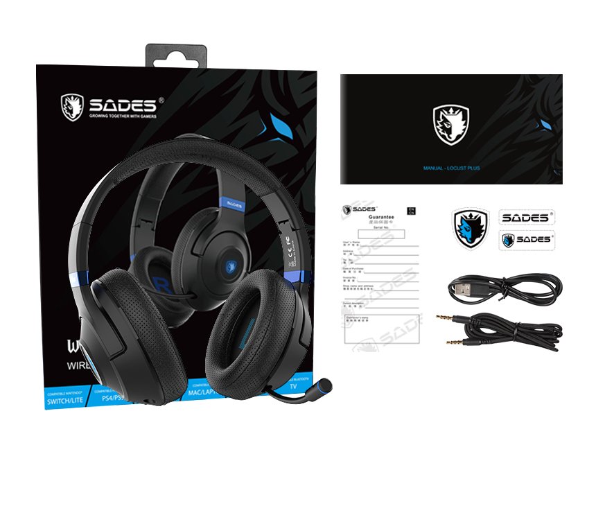 SADES WHISPER WIRELESS-BL HEADSET(SA-205) black - Level UpSades6974828470397