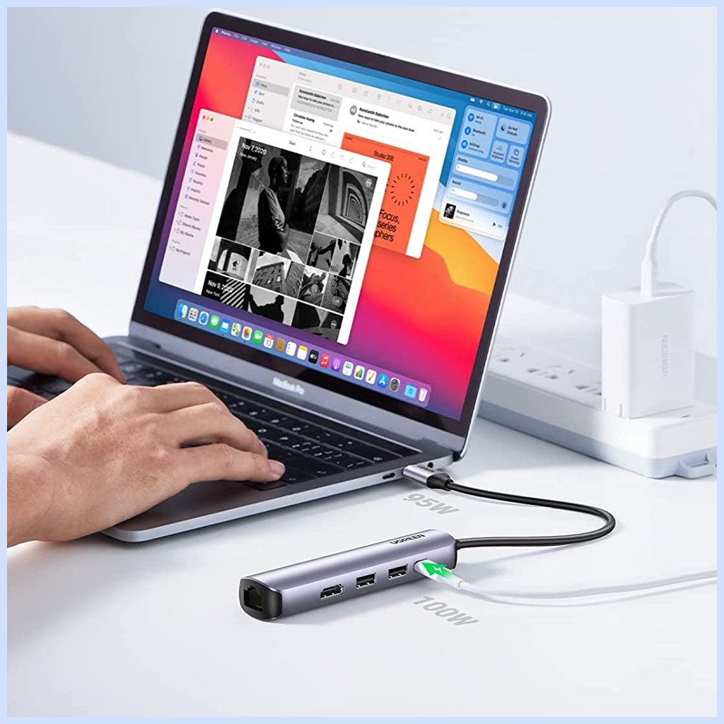 UGREEN 10919 USB-C TO USB3.0 + HDMI up to 4K@60Hz + RJ45 + PD ADAPTER ( CM418 10919 ) - Level UpUGreenAdapter6957303819195