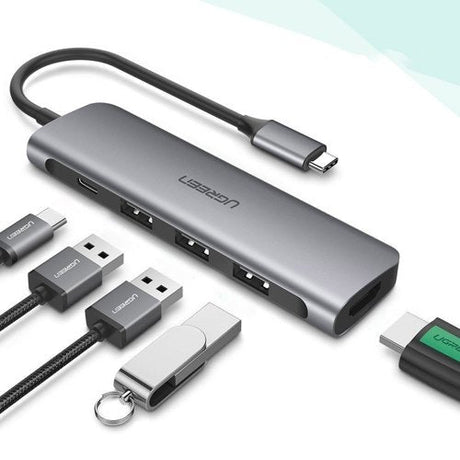 UGREEN USB Type C to HDMI 4K@30hz/1080p@60Hz + USB 3.0 * 3 + PD Power Converter ( CM136 50209 ) - Level UpUGreenAdapter6957303852093