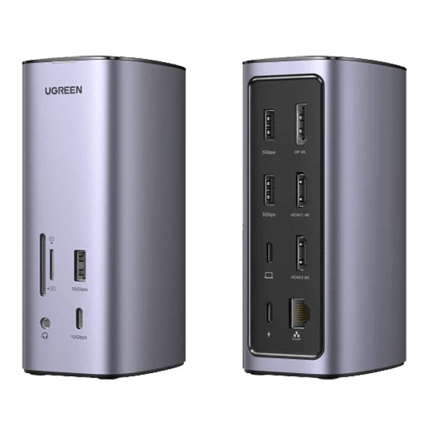 USB C MacBook Docking Station with 2 HDMI DP 8K, 10 Gbps USB C and USB-A Data, 100W PD Charging, Ethernet, Audio, SD TF Card Reader for Mac OS, Windows (CM555 90325) - Level UpUGreenAdapter6957303893256