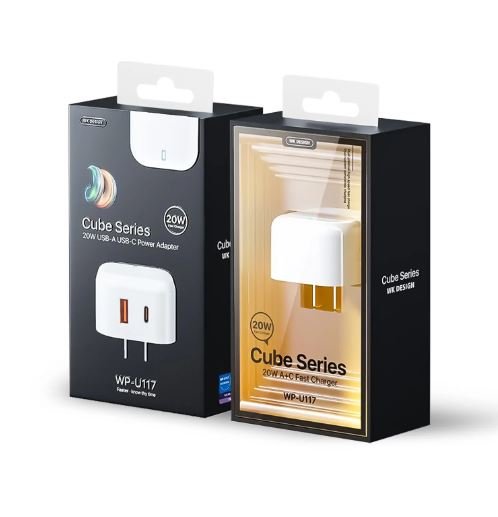 Wekome WP-U117 20W Type-C / USB-C + USB Fast Charging Travel Charger Power Adapter with Light, US Plug - Level UpWekomePower Adapter & Charger Accessories6951057814650