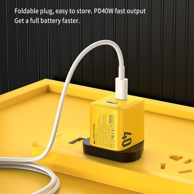 Wekome WP-U128 40W Dual USB-C/Type-C Interface Gallium Nitride Charger - Level UpWekomePower Adapter & Charger Accessories6941027640166