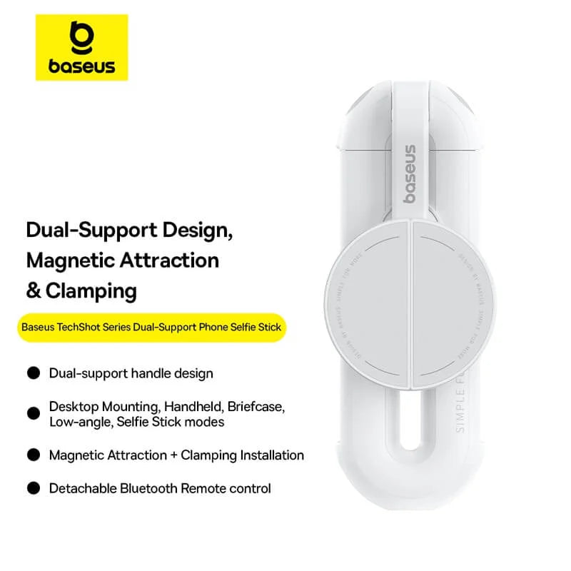 Baseus TechShot Dual-Support Phone Selfie Stick - Moon White