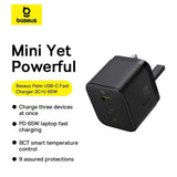Baseus Palm Fast Charger 2C+U 65W - Cluster Black