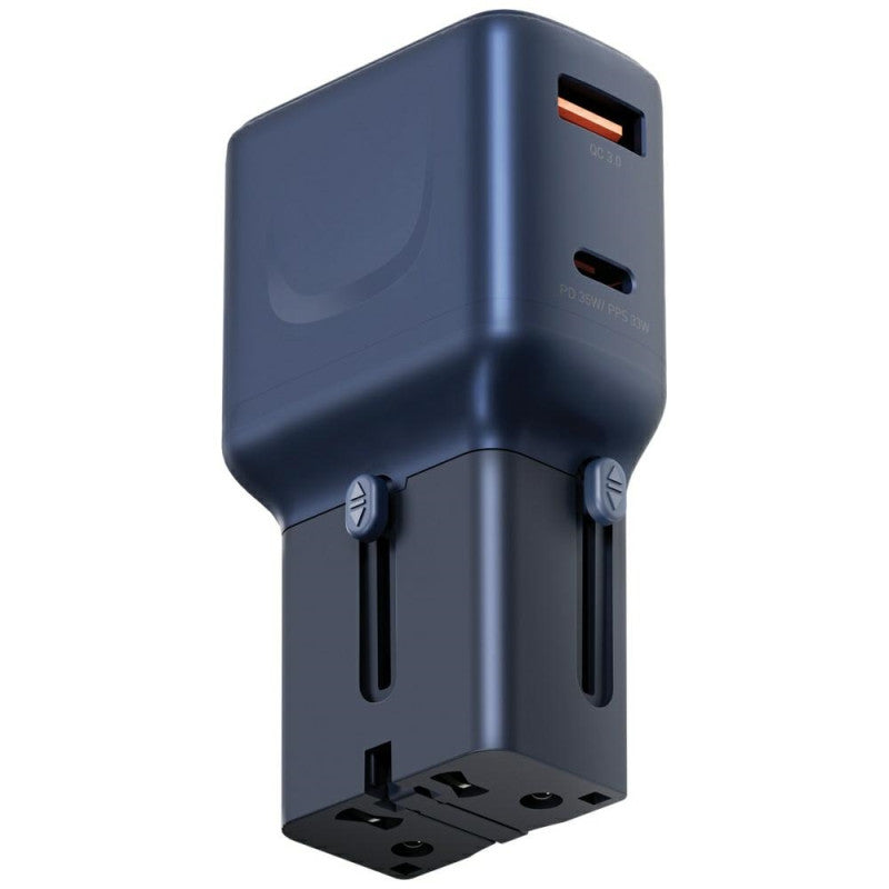 Energea TravelGo 1-Port USB-C & 1-Port USB-A 35W Travel Adapter - Blue