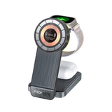 Promate 3 in 1 Transparent Foldable MagSafe Compatible Wireless Charging Station with Night Light  - Black