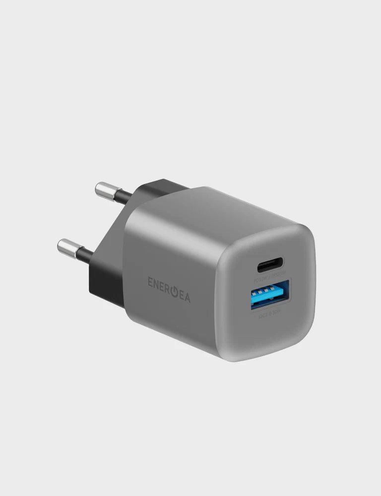 شاحن حائط Energea AMPCHARGE GAN35، 1C1A PD/PPS/QC3.0، بقوة 35 واط (المملكة المتحدة) - لون رمادي معدني