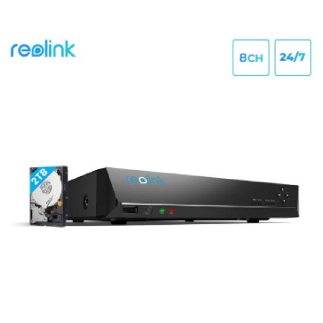 Reolink RLN8-410-2T – جهاز تسجيل شبكي PoE بـ 8 قنوات وقرص صلب 2 تيرابايت ودعم دقة حتى 16 ميجابكسل