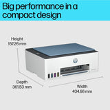 طابعة HP Smart Tank 580 متعددة الوظائف - سرعة طباعة 12 صفحة في الدقيقة / دقة 4800 نقطة في البوصة / مقاس A4 / منفذ USB / واي فاي / بلوتوث / طابعة نفث حبر ملونة - 1F3Y2A
