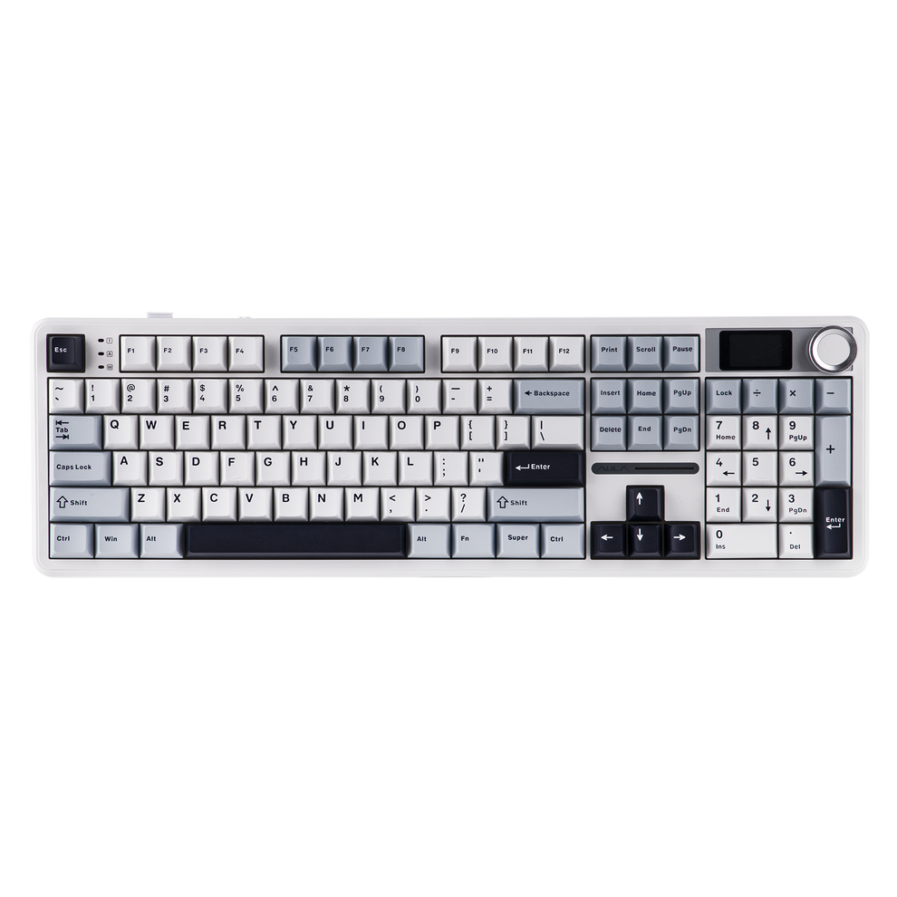 AULA F108 PRO 100% full Size with 108 Hot-Swappable Keys Wireless Gaming Keyboard with Screen , Knop & LEOBOG Nimbus Switch V3 - White Blue