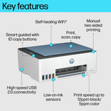 طابعة HP Smart Tank 580 متعددة الوظائف - سرعة طباعة 12 صفحة في الدقيقة / دقة 4800 نقطة في البوصة / مقاس A4 / منفذ USB / واي فاي / بلوتوث / طابعة نفث حبر ملونة - 1F3Y2A