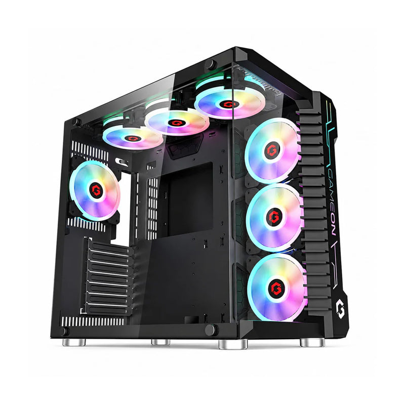 GameOn Emperor Midnight Series 7FAN Mid Tower Gaming Case, Black