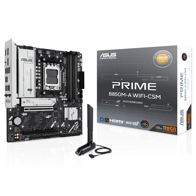 اسوس ماذربورد الألعاب برايم بي ٨٥٠ ام ايه واي فاي،ايه ام ٥ مع واي فاي ٦ إي وذكاء اصطناعي وبي سي آي إي ٥٫٠، أسود